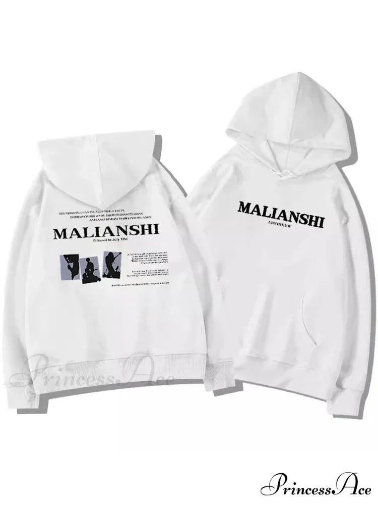 Main Street Correspondence Print Urban Music Hoodie WHITE / M(40-50KG) hoodies-241228