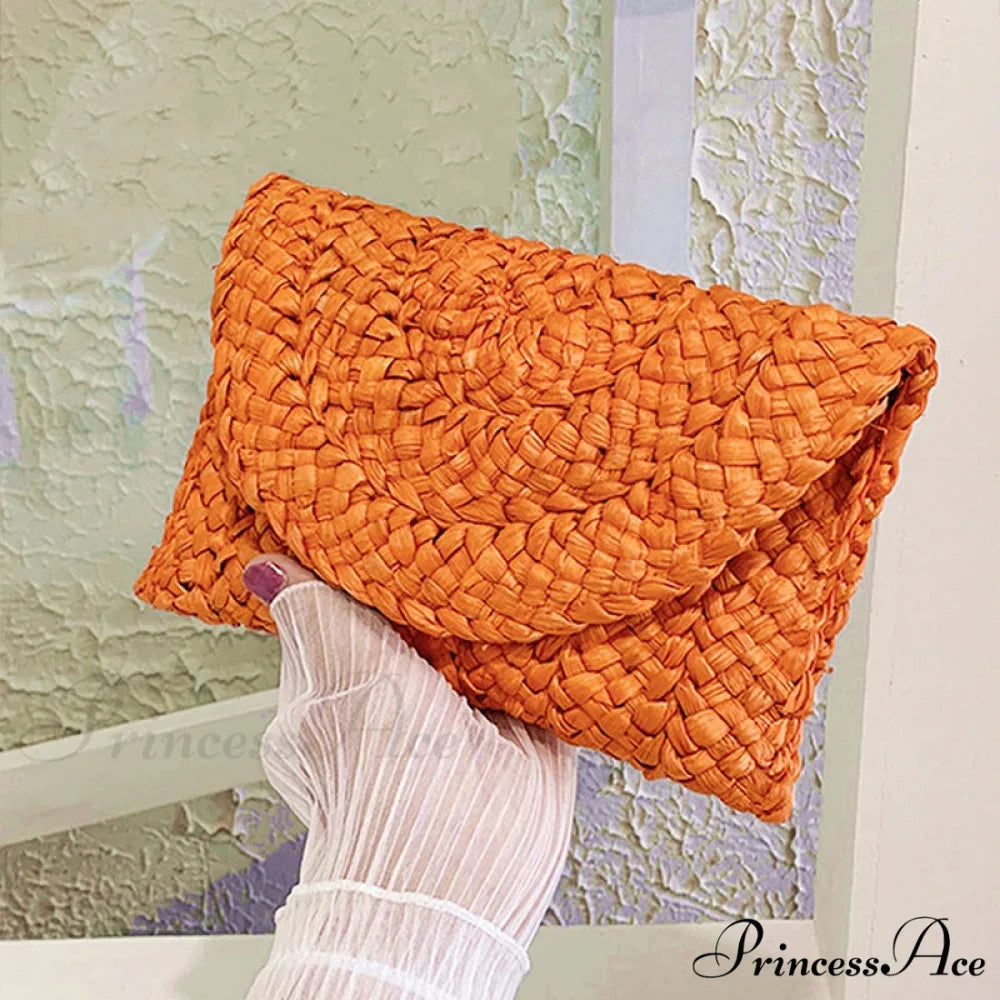 Maize Sheath Interlace Straw Pouch Wristlet wristlet-250126