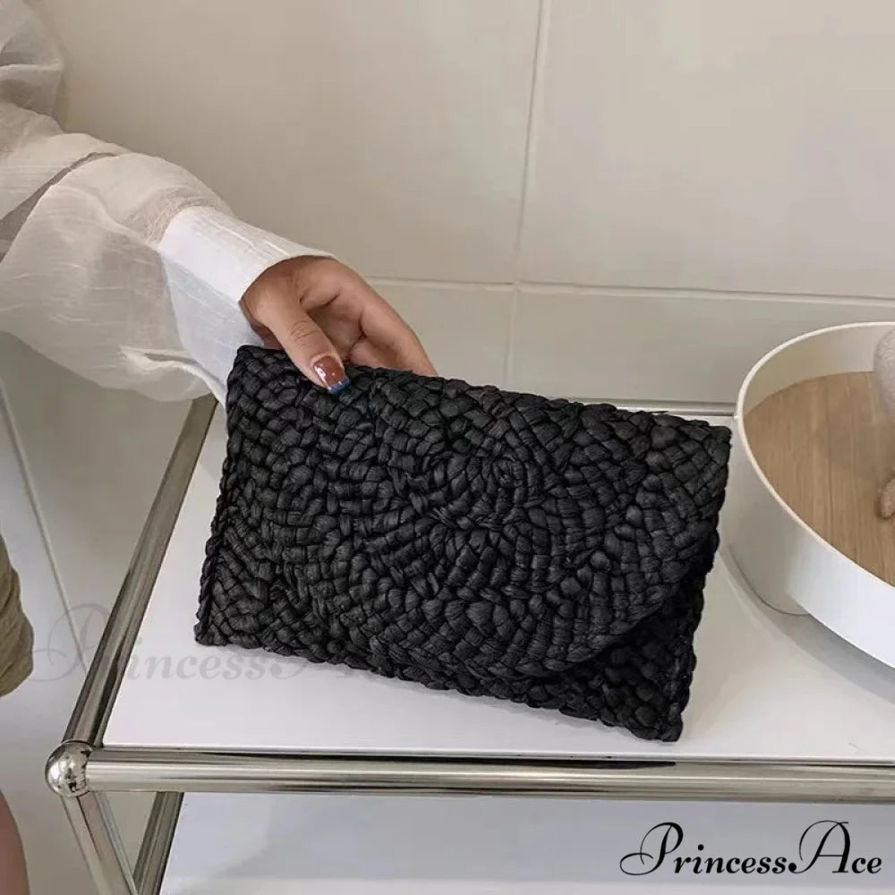 Maize Sheath Interlace Straw Pouch Wristlet wristlet-250126