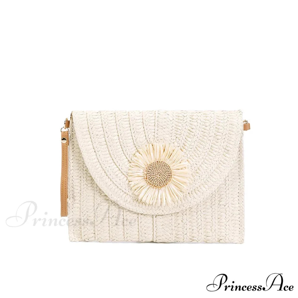Maize Sheath Interlace Straw Pouch Wristlet beigeaddfloral wristlet-250126