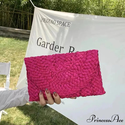 Maize Sheath Interlace Straw Pouch Wristlet rose wristlet-250126