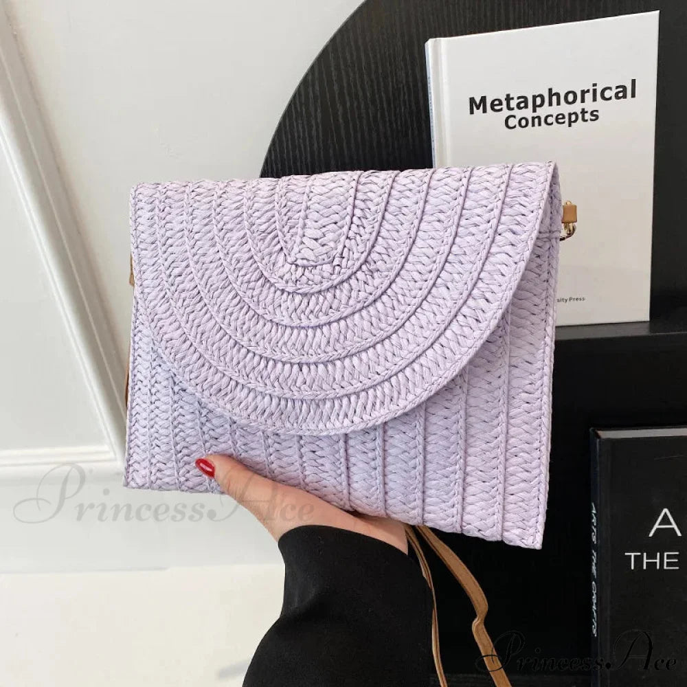 Maize Sheath Interlace Straw Pouch Wristlet taro wristlet-250126