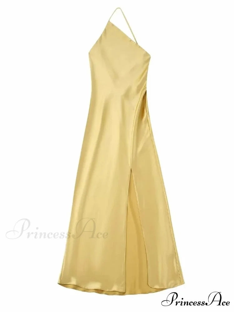 MALIYAH Elegant MAXI DRESS Yellow / XS