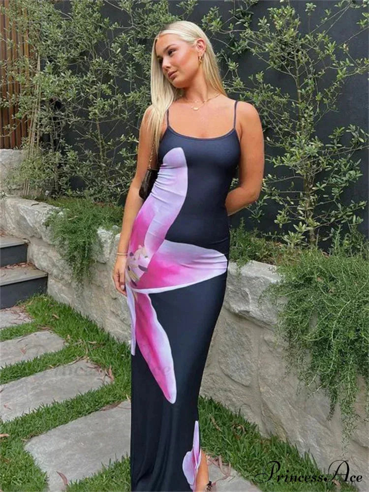 MALVINA Elegant MAXI DRESS Black-lily / S