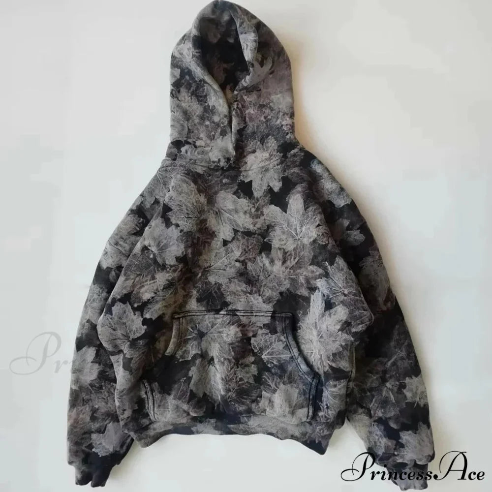 Maple Leaf Visual Pullover Hoodie black / S hoodies-241228