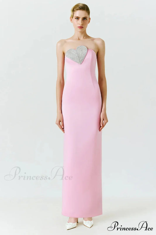 Marchesa Strapless Graceful Maxi Dress Pink / XS