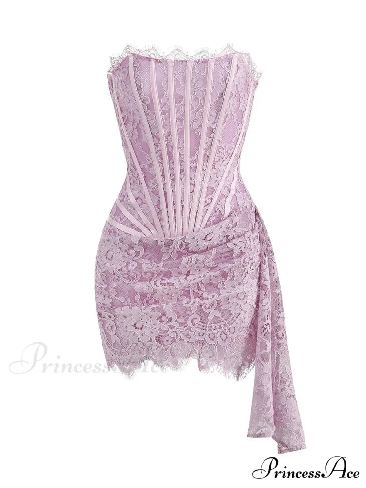 MARGI Elegant MINI DRESS Lavender / XS