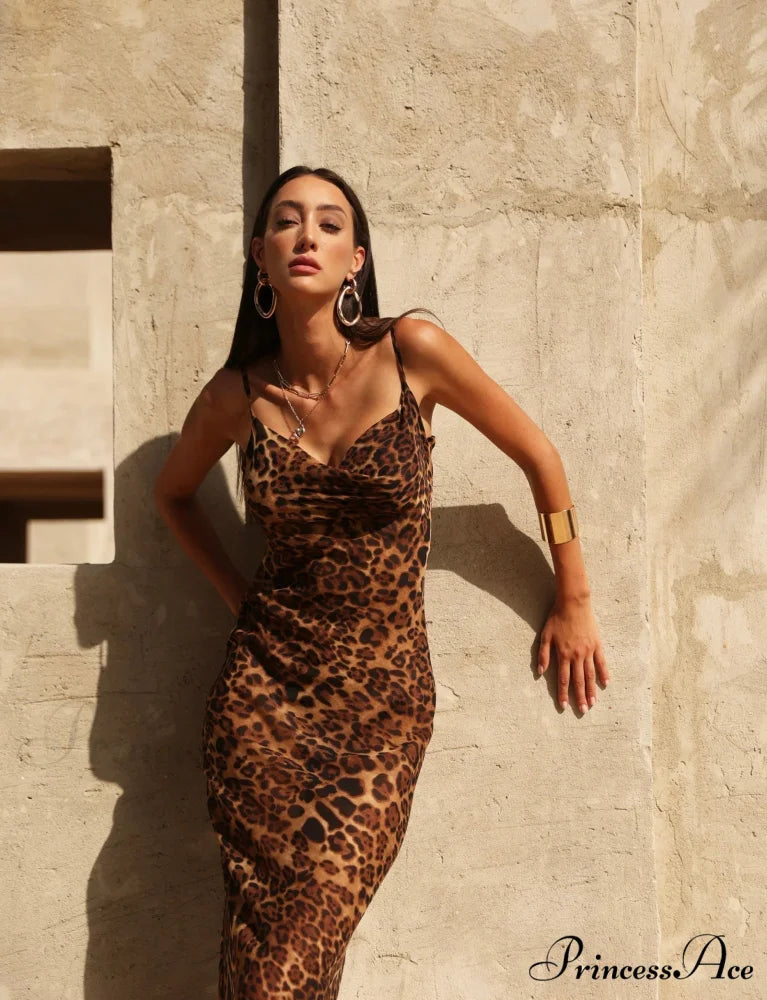 MARIA LEOPARD Stylish MAXI DRESS