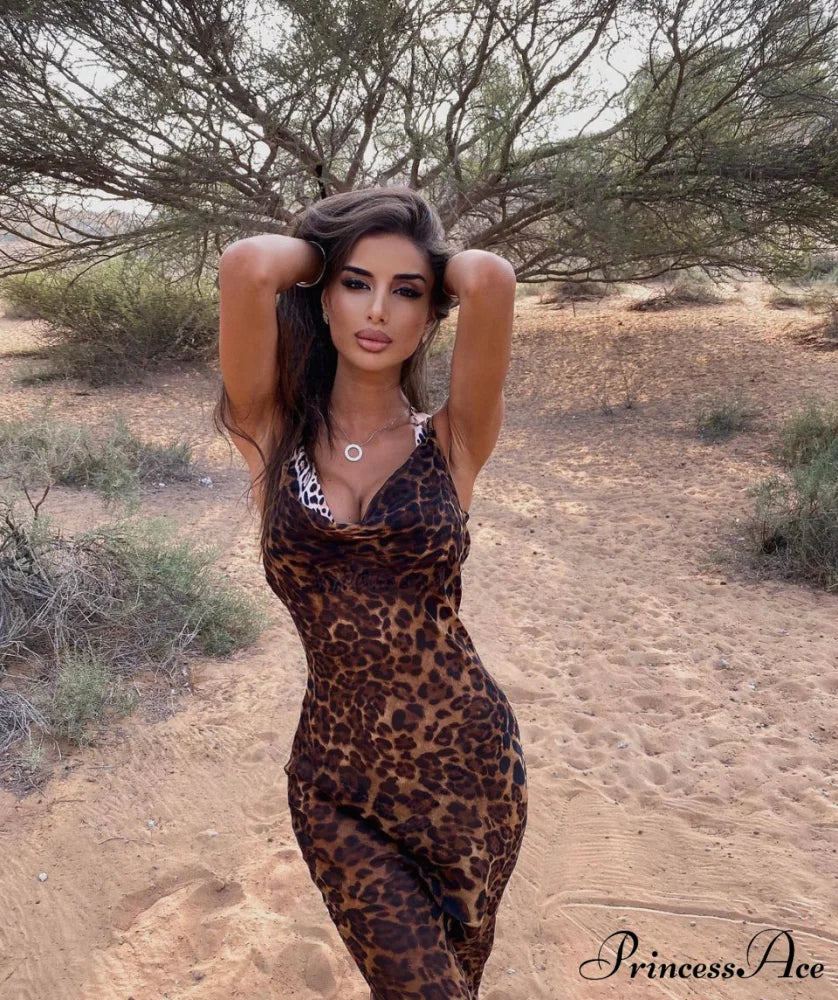 MARIA LEOPARD Stylish MAXI DRESS