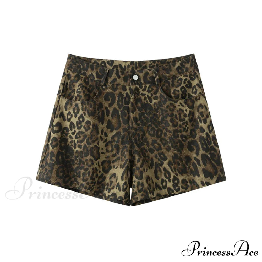 MARLEE Elegant SHORTS Leopard print dark / S