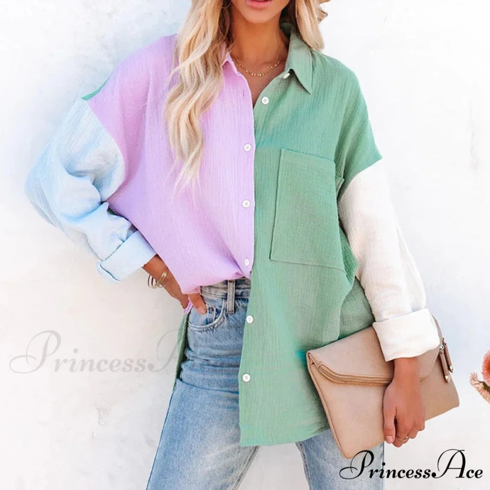 Marly Blouse Green Pink / S