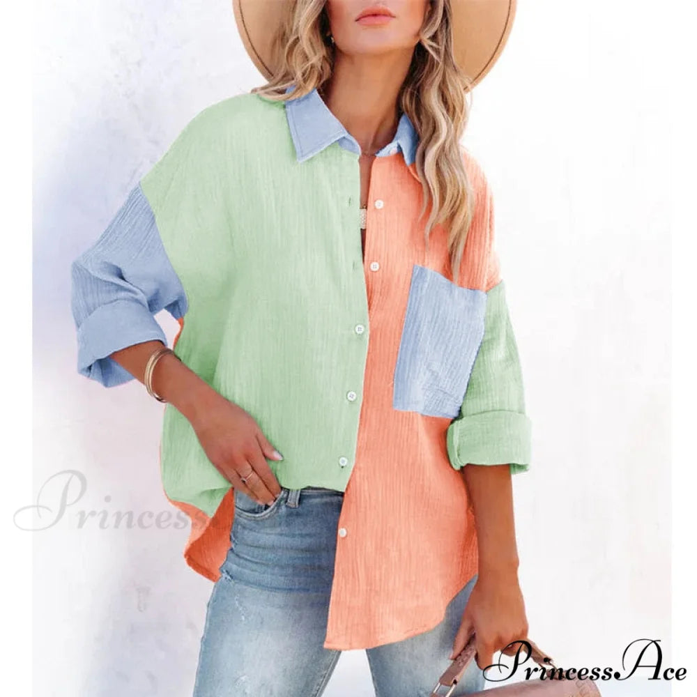 Marly Blouse Orange Green / S
