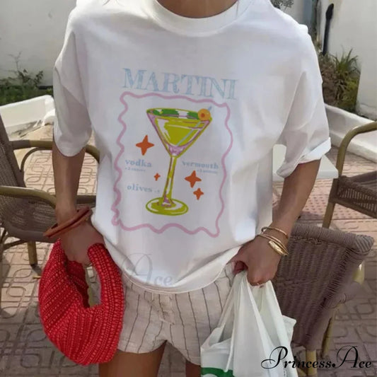 Martini Cocktail Millennium Aesthetic T-shirt WHITE / S t-shirt-250223