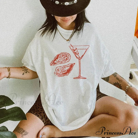 Martini Oyster Vintage Cocktail T-shirt WHITE / S t-shirt-250223