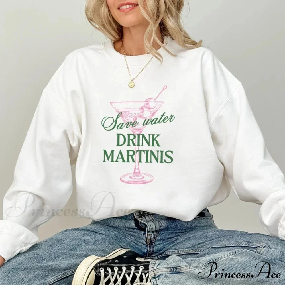 Martini Save Water Dirty Cocktail Funny Tini Time Christmas Hoodie WHITE / S Christmas Hoodies-L