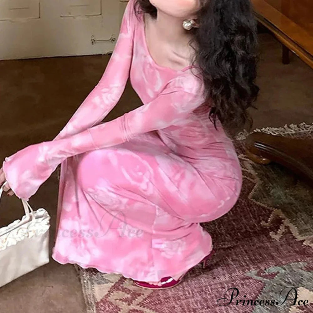 Maxi Autumn Fashion Print Long Casual Elegant Club Party Bodycon Dress