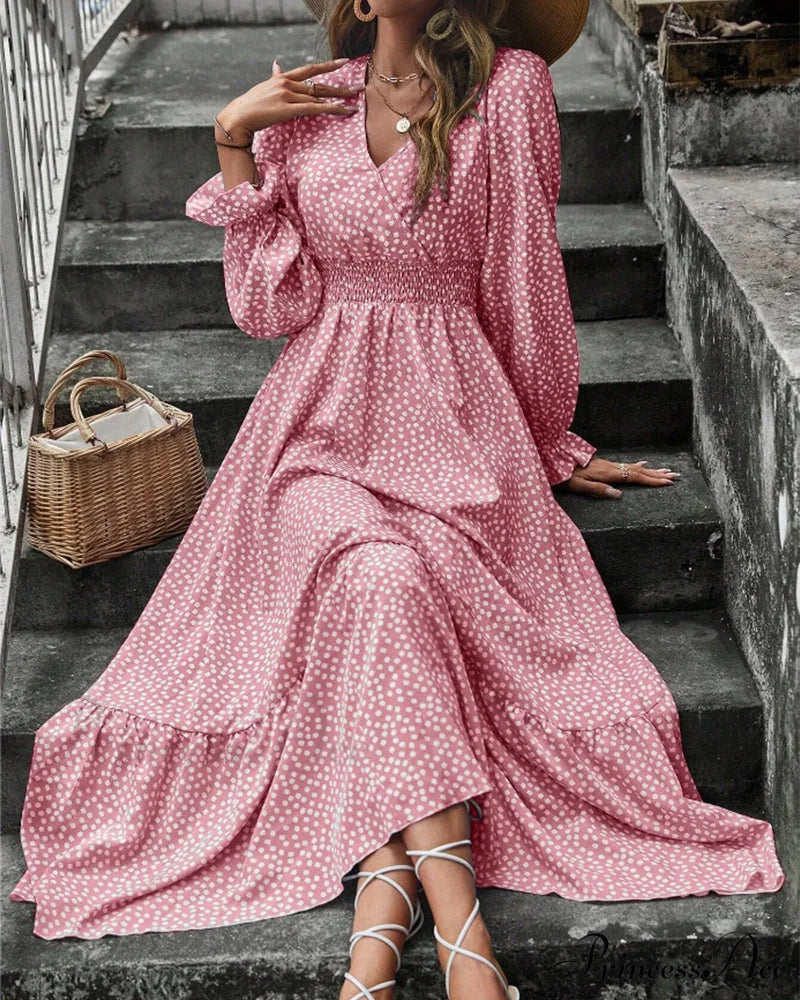 Maxi dress with polka dot print