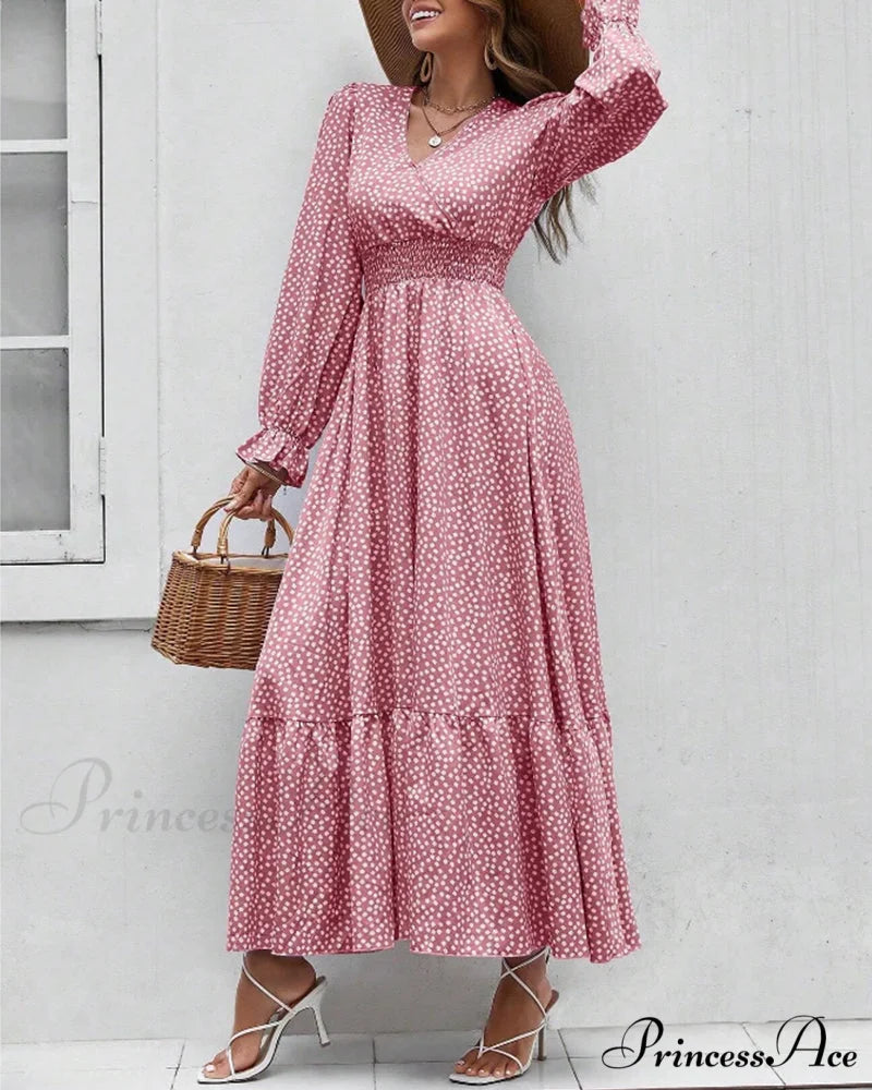 Maxi dress with polka dot print