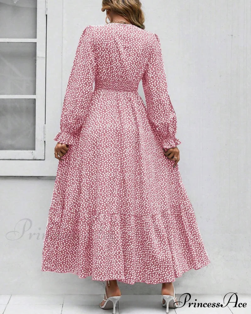Maxi dress with polka dot print