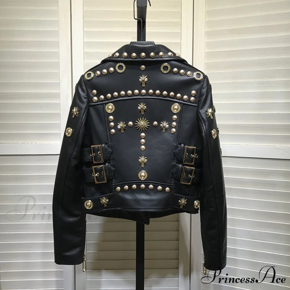 MAYA Elegant LEATHER JACKET Black / L
