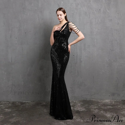 Mayven One Stylish Shoulder Formal Dress BLACK / XS