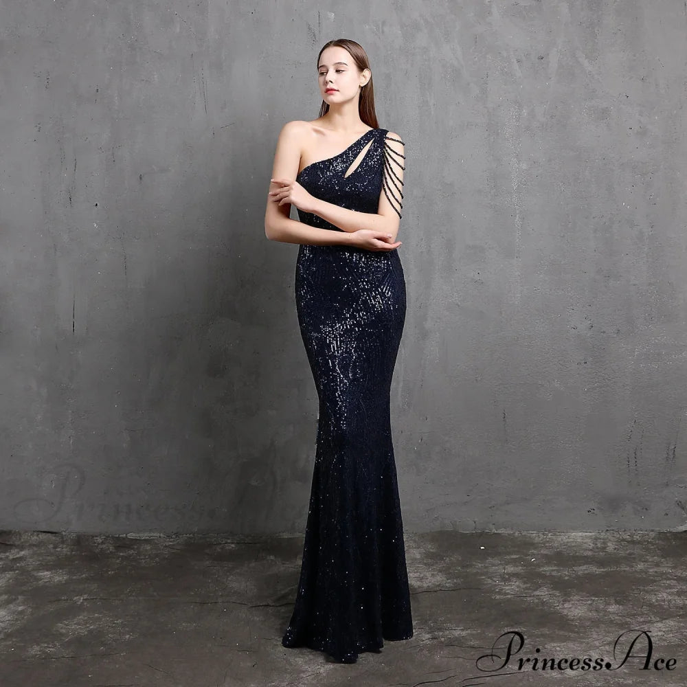 Mayven One Stylish Shoulder Formal Dress NAVY / XS