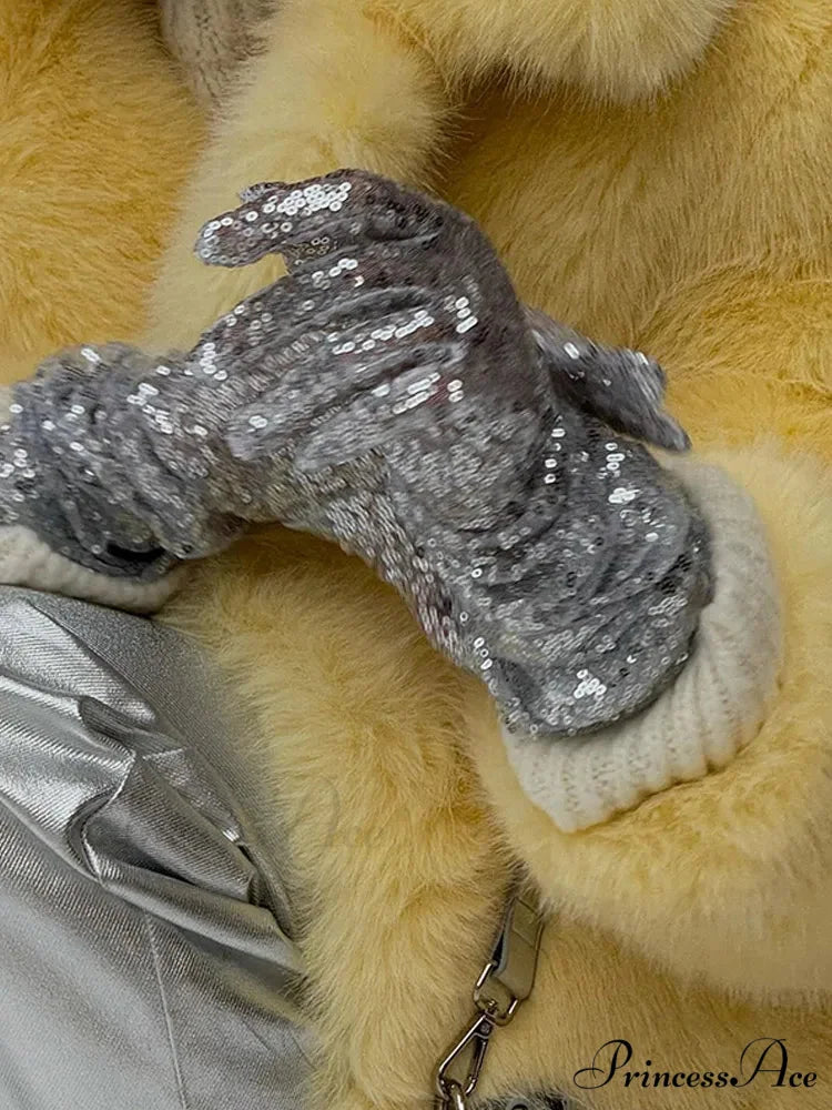 Medium-Length Synthetic Fur Plush Replica Jacket coats-241228