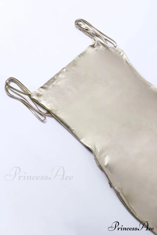 Mental Coating Tie-straps Backless Dress