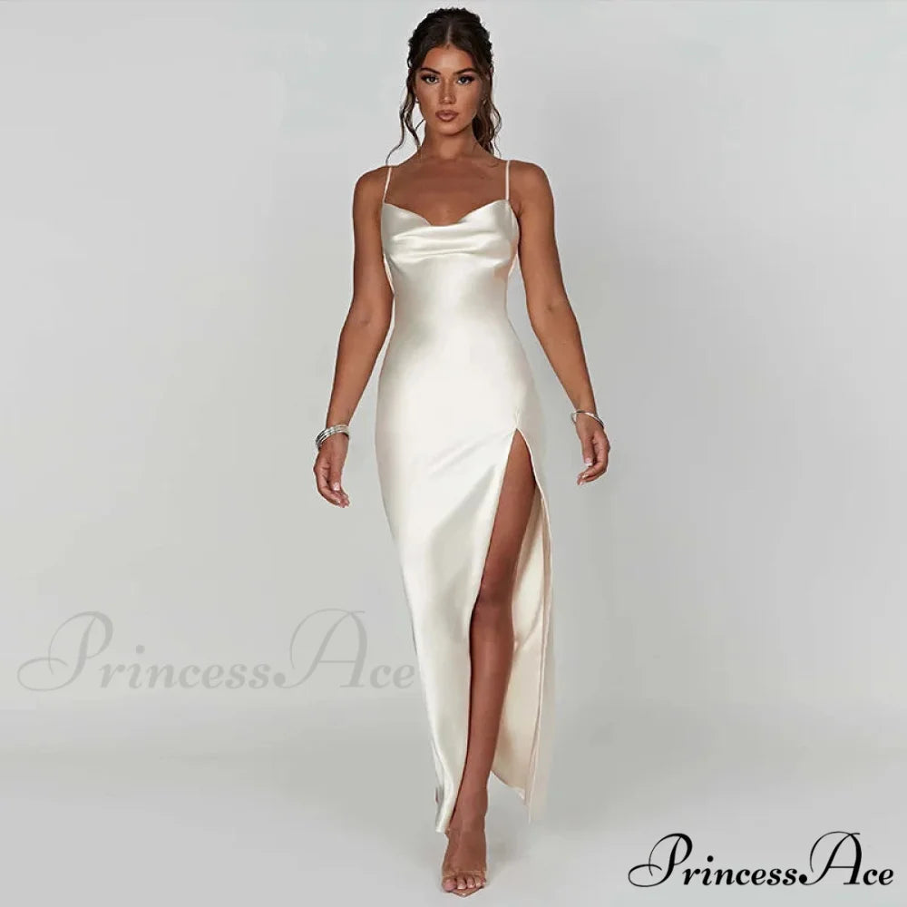 Mermaid Evening Long Sleeves Square Collar Wedding Occasion Backless Sexy Y2K Clothes Bodycon Dress WHITE / S