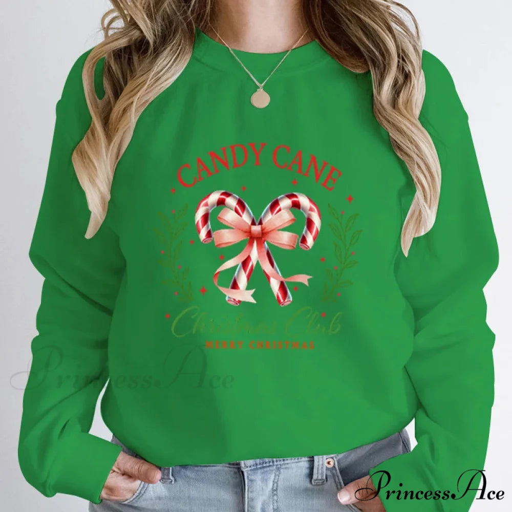 Merry Candy Cane Christmas Club Round Neck Christmas Hoodie Green / S Christmas Hoodies-L