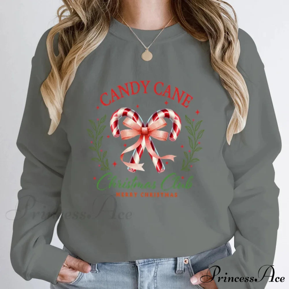 Merry Candy Cane Christmas Club Round Neck Christmas Hoodie MULTI / S Christmas Hoodies-L