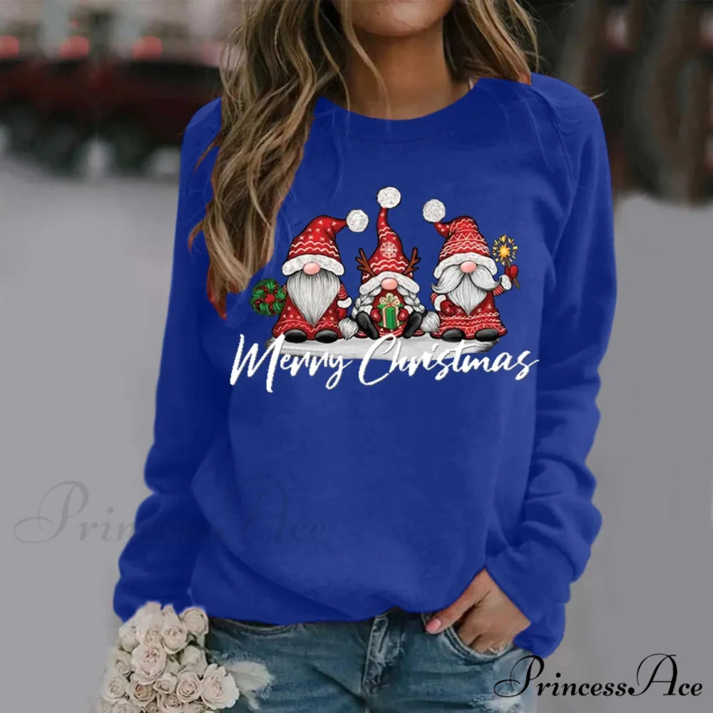 Merry Christmas All Season Fashion New Design Long Sleeve Christmas Hoodie Blue / M Christmas Hoodies-L