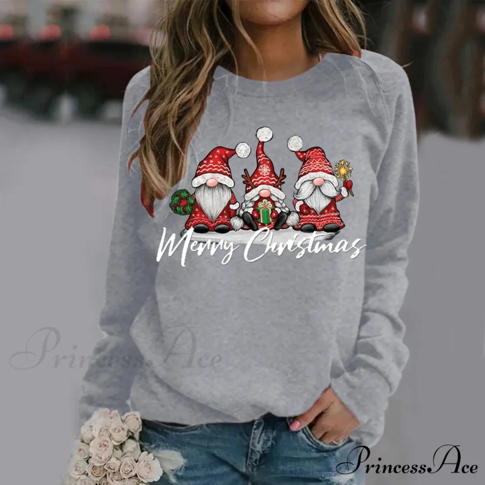 Merry Christmas All Season Fashion New Design Long Sleeve Christmas Hoodie Grey / M Christmas Hoodies-L