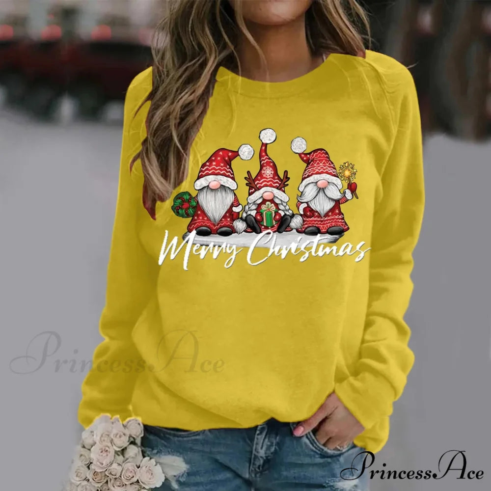 Merry Christmas All Season Fashion New Design Long Sleeve Christmas Hoodie Yellow / M Christmas Hoodies-L