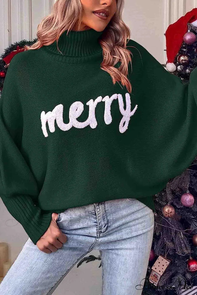 Merry Dolman Sleeve Turtleneck Knitted Sweater Green / L
