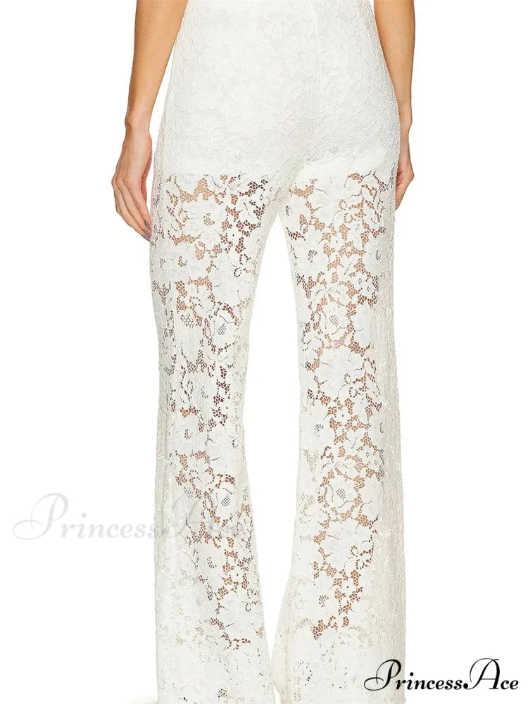 Mesh Floral Baggy Wide Leg Transparent Pant pant-250223