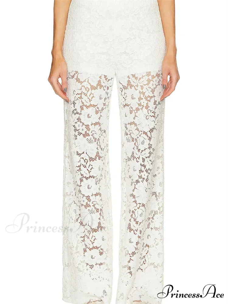 Mesh Floral Baggy Wide Leg Transparent Pant pant-250223