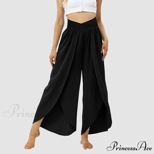Mesh Frilled Folded Warm-weather Trousers Black / S pants-241228