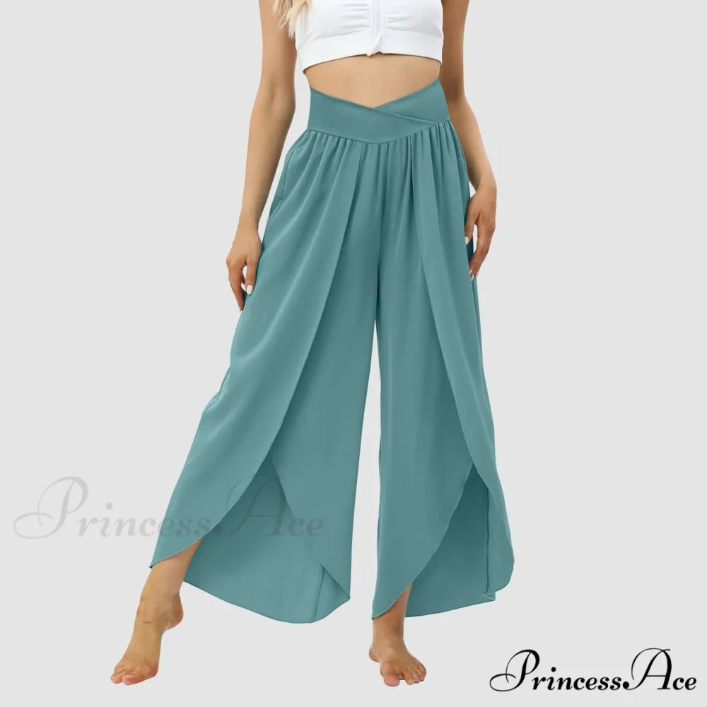 Mesh Frilled Folded Warm-weather Trousers Green / S pants-241228