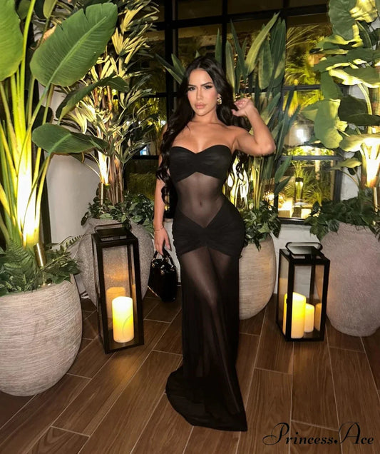 Mesh Patchwork Hollow Party Dress