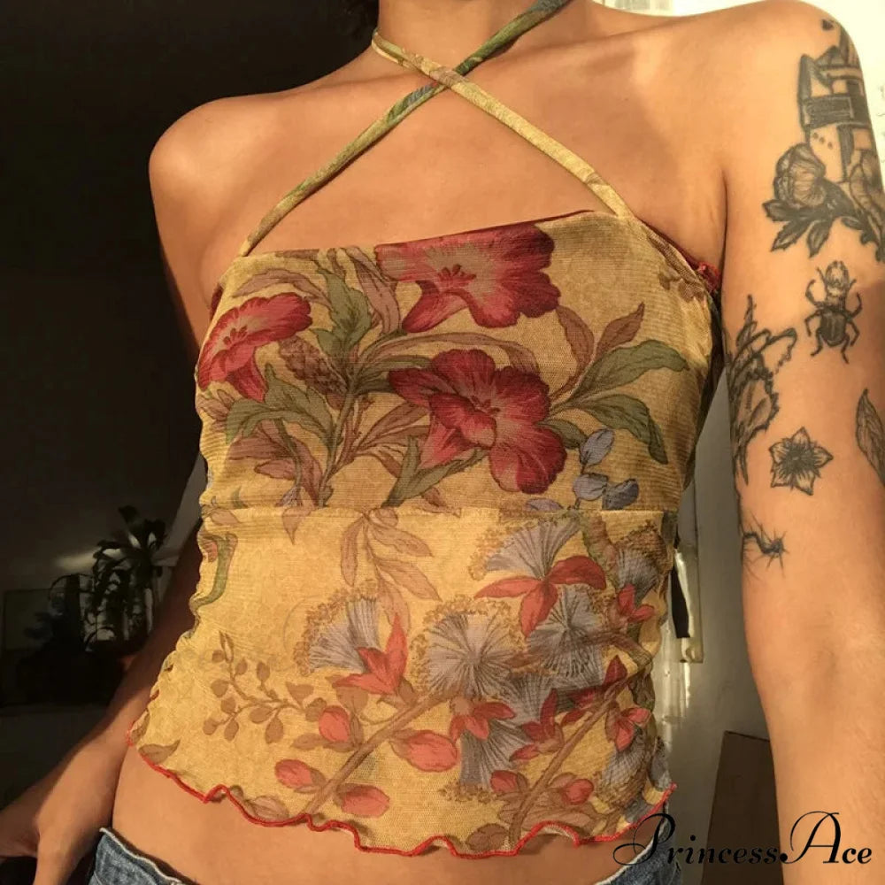 Mesh Sheer Open-back Halter Y2K Crop Top croptop-250126