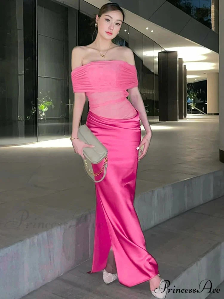 Mesh Shoulder Vacation Dress vacationdress-250223