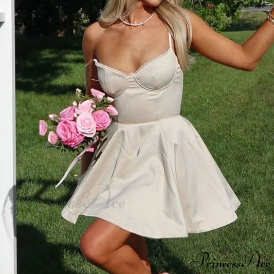 Mesh Skirt Flower Pattern A-line Flower Dress Beige / XS floraldress-250126