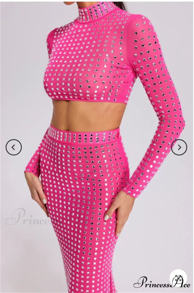 Mesh Top Skirt Sparkling Party Dress