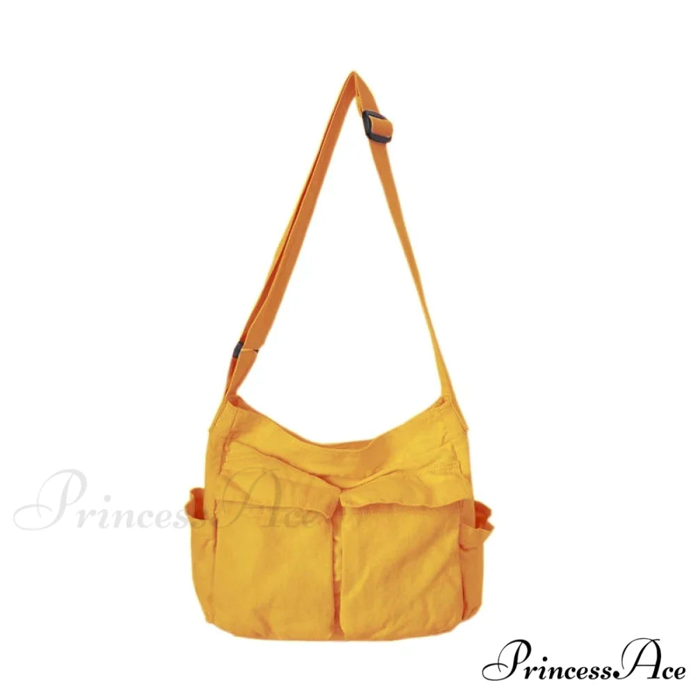 Messenger Spacious Capacity Canvas Crossbody Yellow crossbody-250126