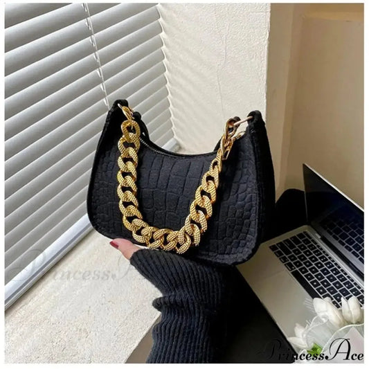 Metal Chain Shoulder Handbag Stylish Clutch handbag-250126