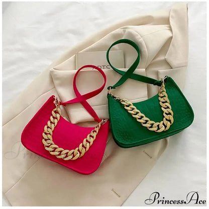 Metal Chain Shoulder Handbag Stylish Clutch handbag-250126