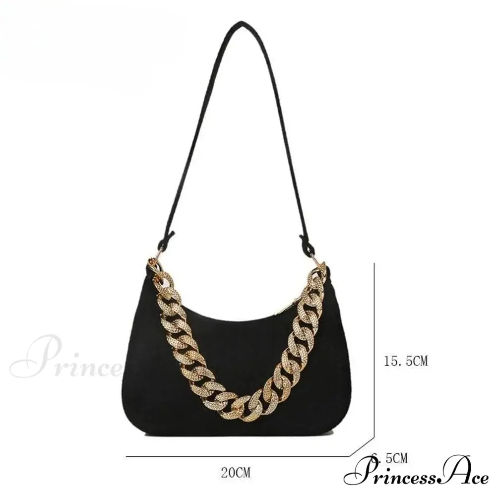 Metal Chain Shoulder Handbag Stylish Clutch handbag-250126