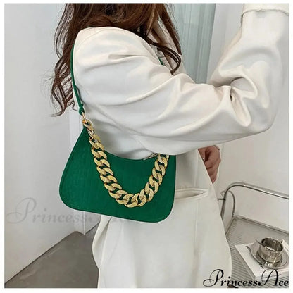 Metal Chain Shoulder Handbag Stylish Clutch handbag-250126
