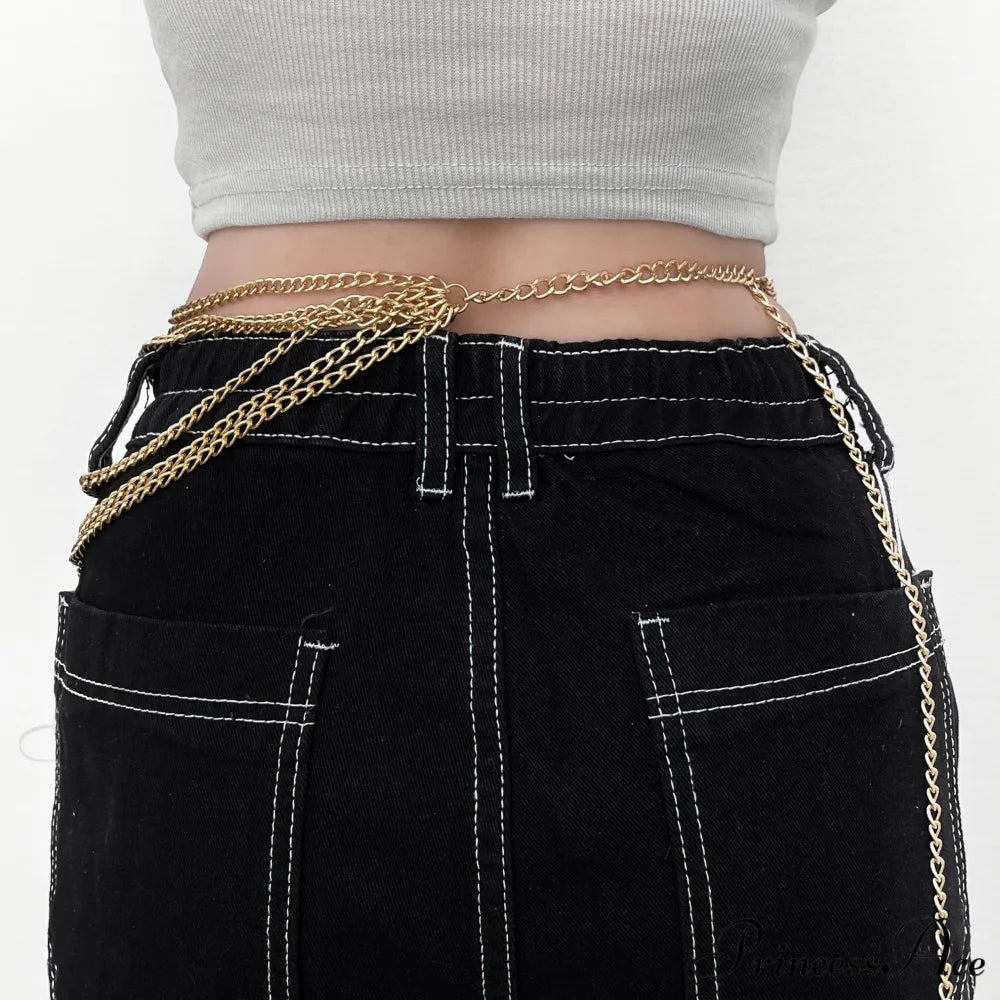 Metal chain waist with layers